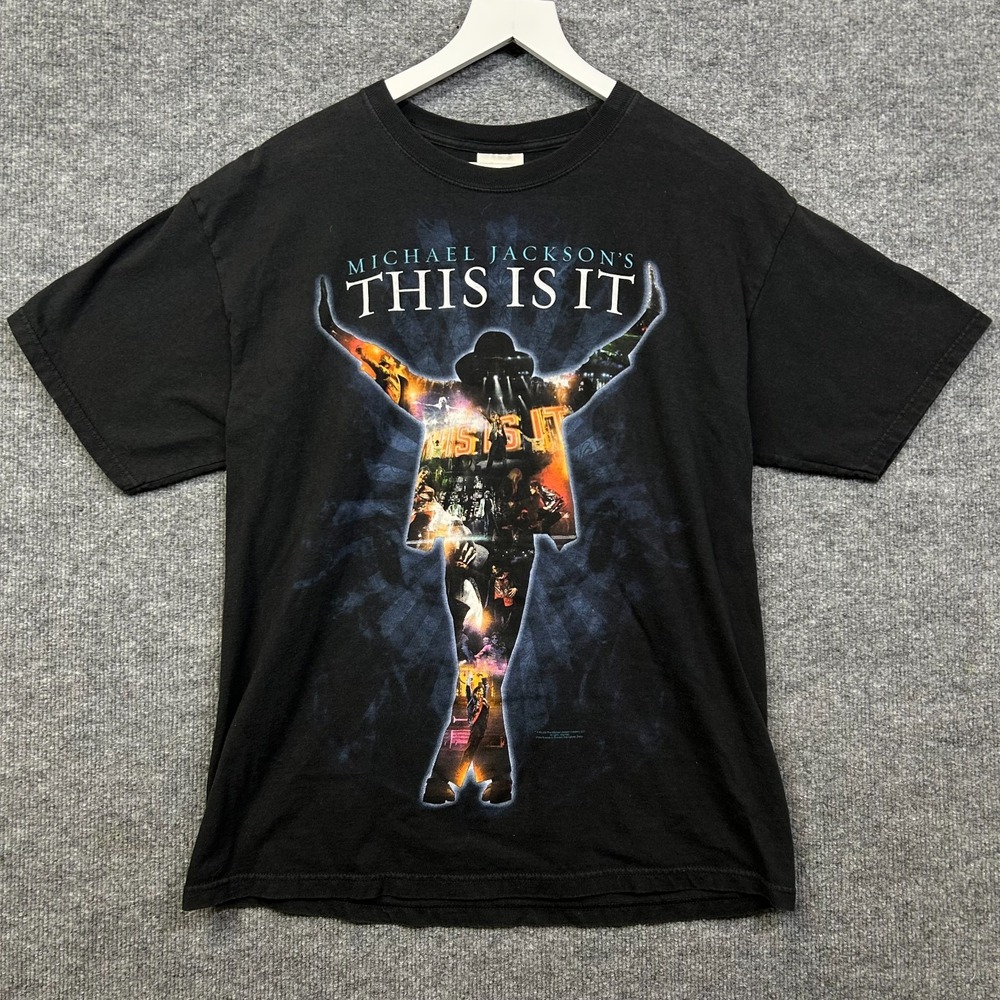 Vintage Michael Jackson This Is It Hanes T-Shirt Men's Black Graphic Tee - Large